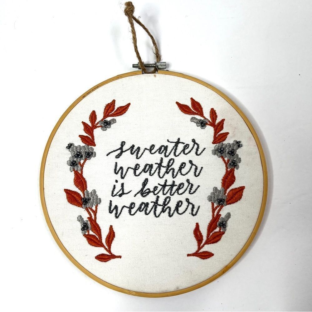 Autumn Sweater Weather Embroidery Hoop Decor